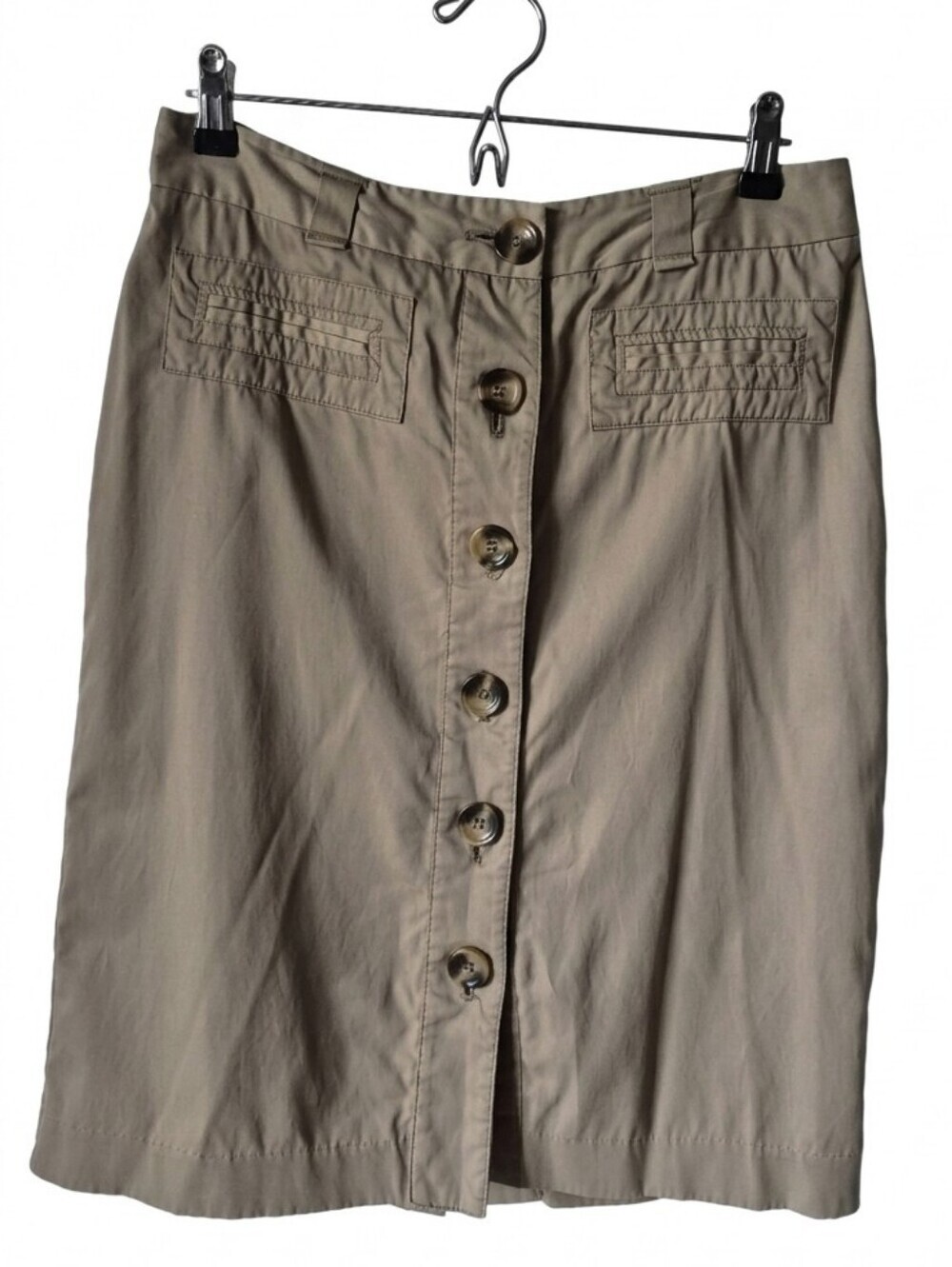 Jacob Button-Front Khaki Midi Skirt